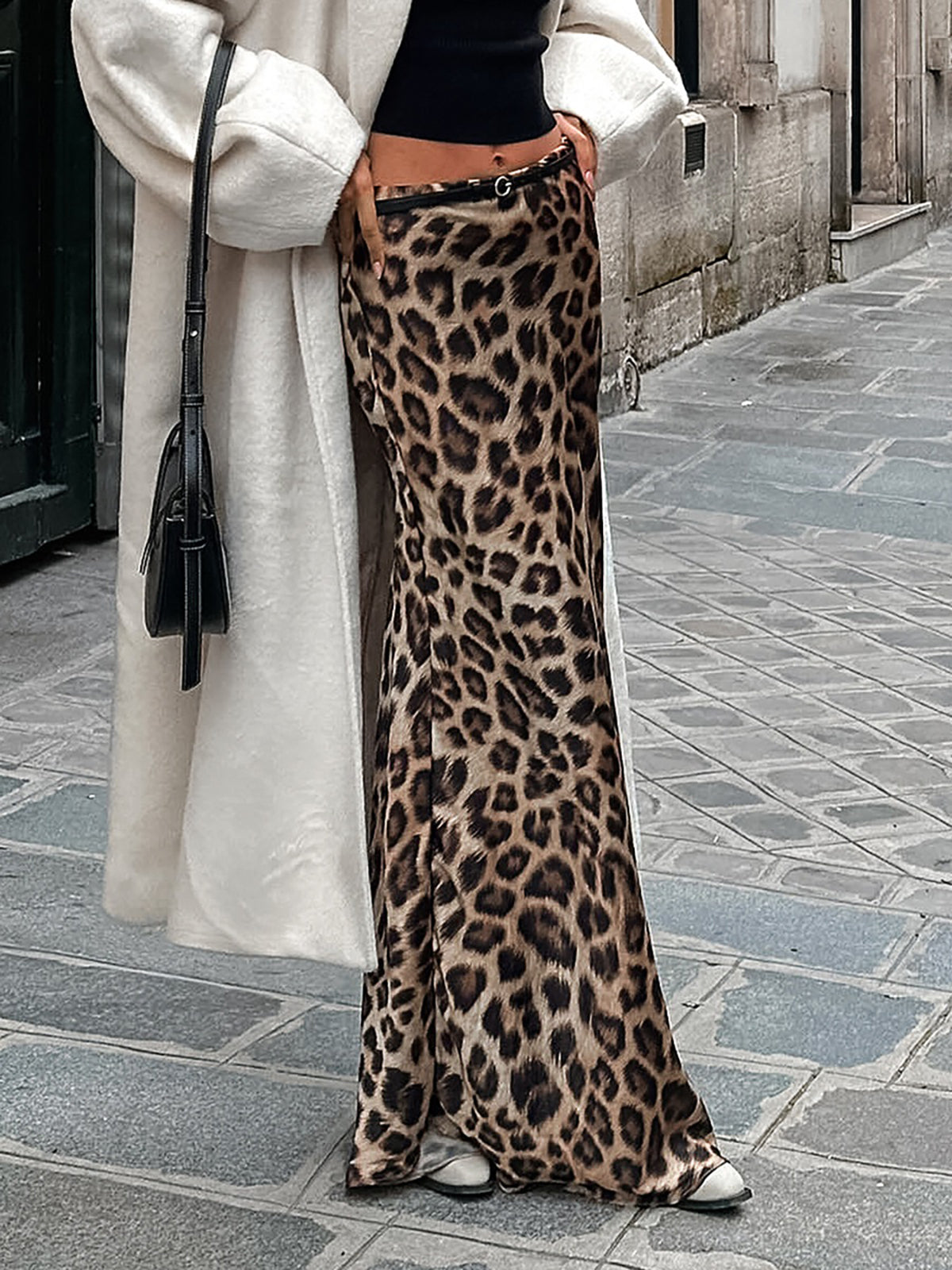 Leopar Desenli İnce Uzun Etek