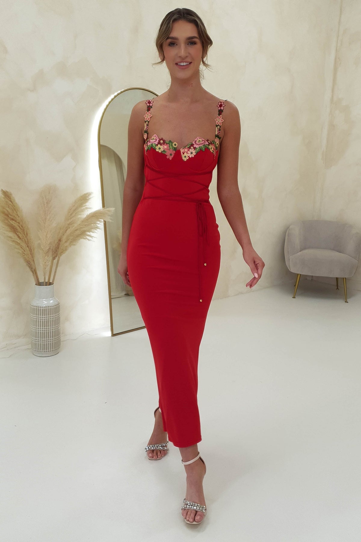 Rowan Bodycon Maxi Elbise | Kırmızı